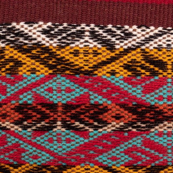Alternate image for Red Leather Bucket Bag with Handwoven Alpaca Blend Accent Andean Allure