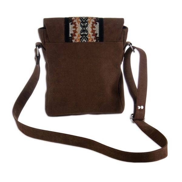 Alternate image for Chocolate Cotton Sling Bag with Inca-Inspired Wool Textile Chocolate Civilization