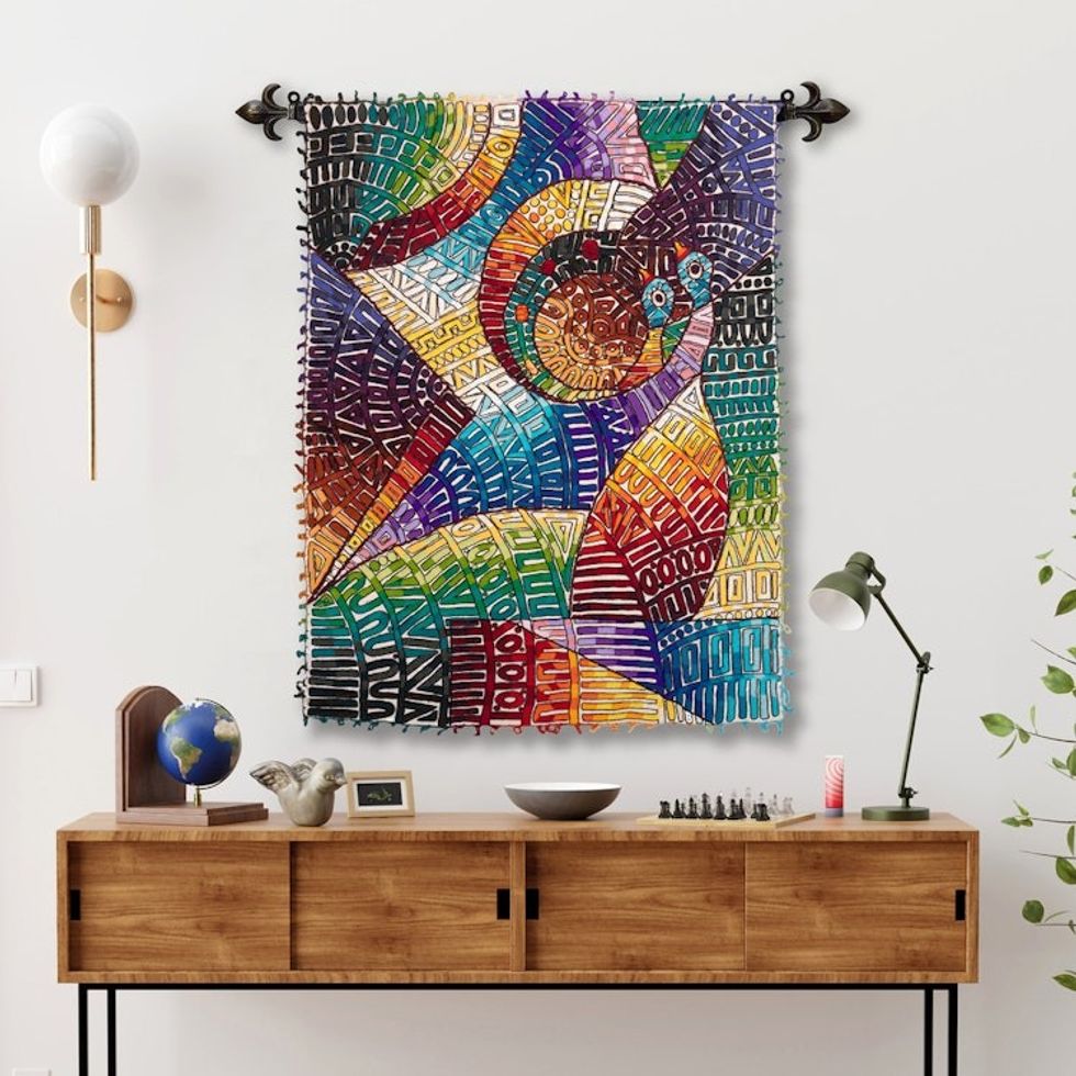 World Peace Project Handloomed Alpaca Tapestry with Doves 'Sowing Honesty'