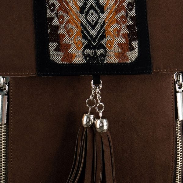 Alternate image for Chocolate Cotton Sling Bag with Inca-Inspired Wool Textile Chocolate Civilization