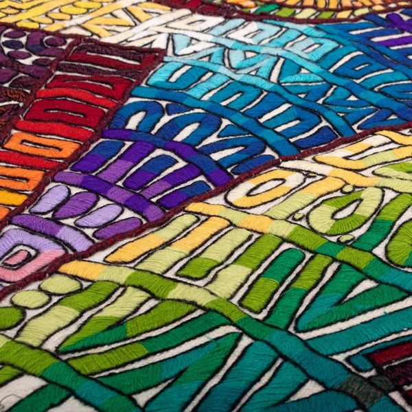 Alternate image for World Peace Project Handloomed Alpaca Tapestry with Doves Sowing Honesty