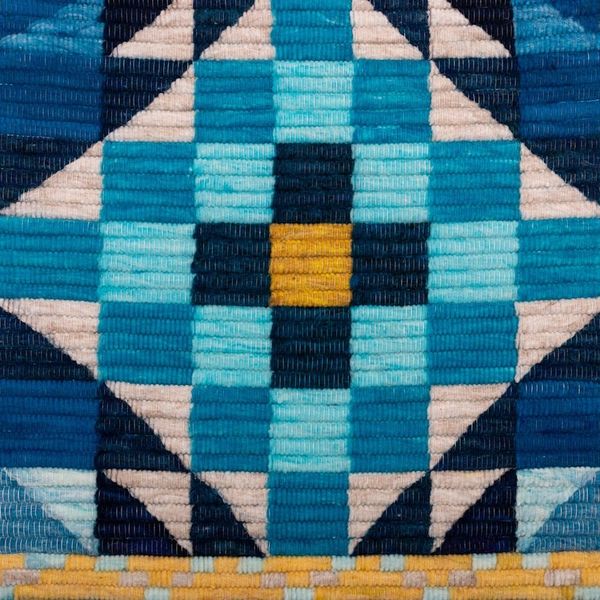 Alternate image for Handwoven Geometric Wool Tapestry in Cool Shades from Peru Inca Portal