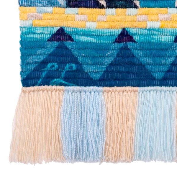 Alternate image for Handwoven Geometric Wool Tapestry in Cool Shades from Peru Inca Portal