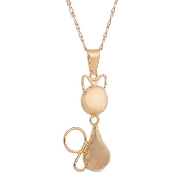 Alternate image for Cat-Themed Gold-Plated Pendant Necklace Handmade in Peru Delightful Pussycat