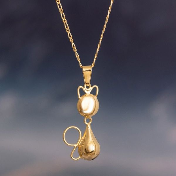 Alternate image for Cat-Themed Gold-Plated Pendant Necklace Handmade in Peru Delightful Pussycat