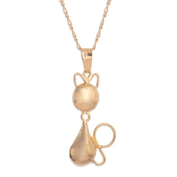 Alternate image for Cat-Themed Gold-Plated Pendant Necklace Handmade in Peru Delightful Pussycat