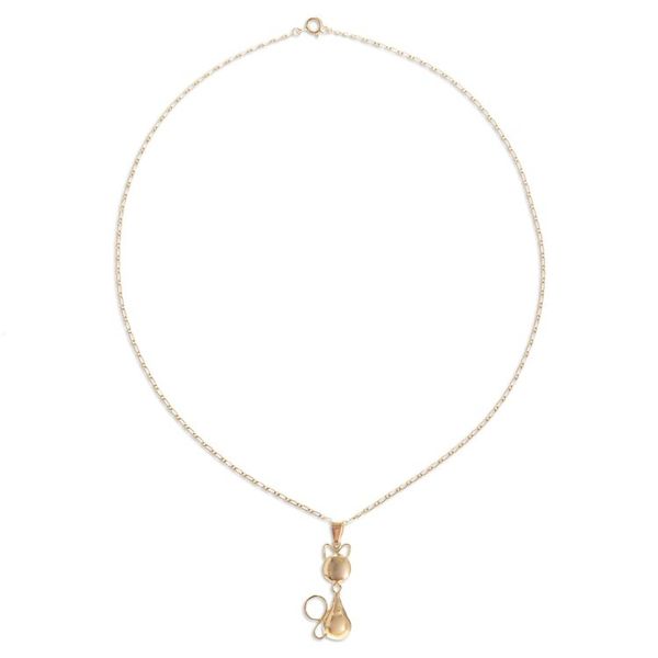 Alternate image for Cat-Themed Gold-Plated Pendant Necklace Handmade in Peru Delightful Pussycat