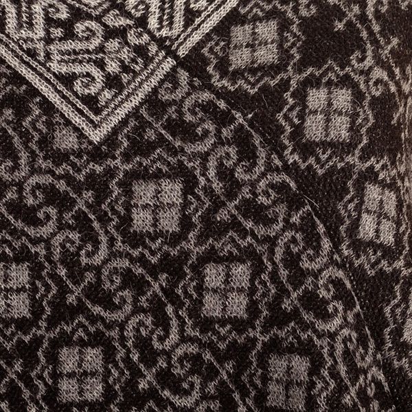 Alternate image for Geometric and Floral 100 Alpaca Poncho in Black and Grey Cuzco Mountains