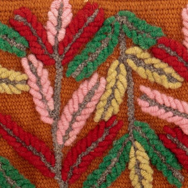 Alternate image for Handcrafted 100 Alpaca Cosmetic Bag with Leafy Embroidery Warm Prosperity