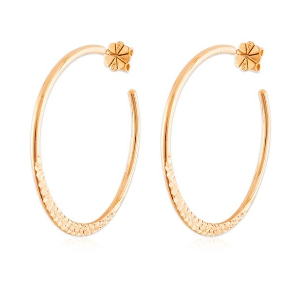 Alternate image for Gold-Plated Classic Half-Hoop Earrings with Textured Accents Timeless Glamor
