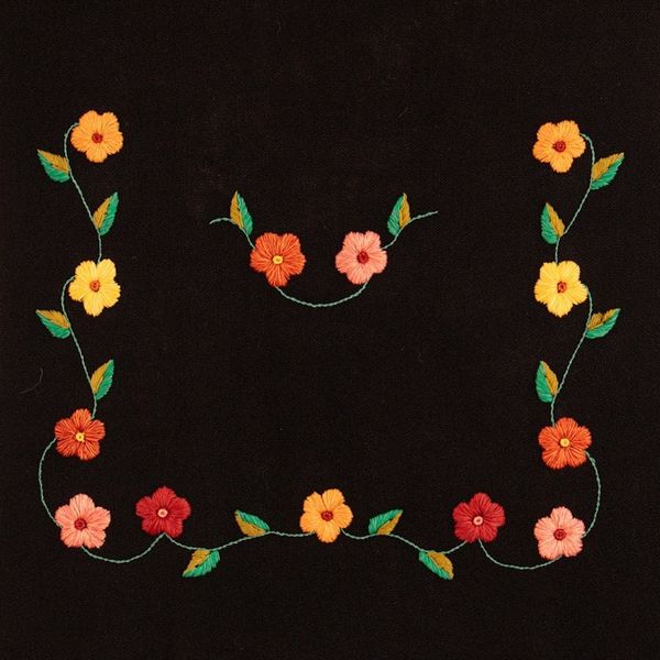 Alternate image for Spring-Themed Embroidered Onyx Alpaca Blend Fringed Shawl Days of Onyx Spring