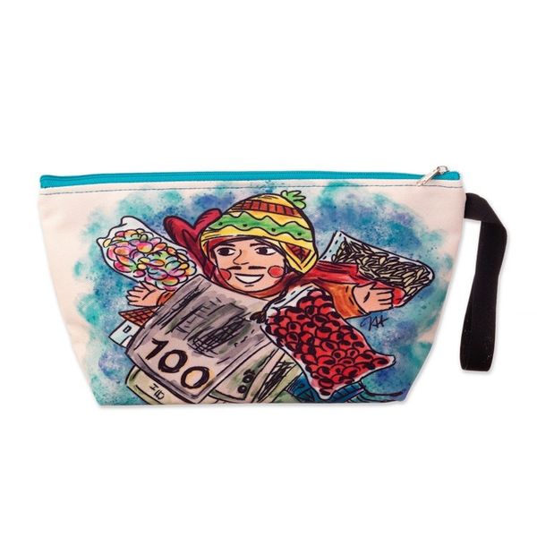 Alternate image for Toiletry Bag with Frugal Ekeko Print and Zippered Closure Frugal Celebration