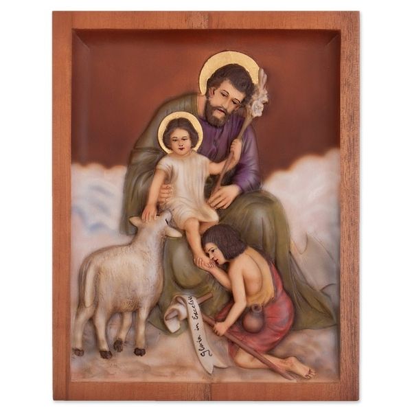 Alternate image for Peruvian Handmade Cedarwood Joseph and Jesus Relief Panel Sweet Reverence
