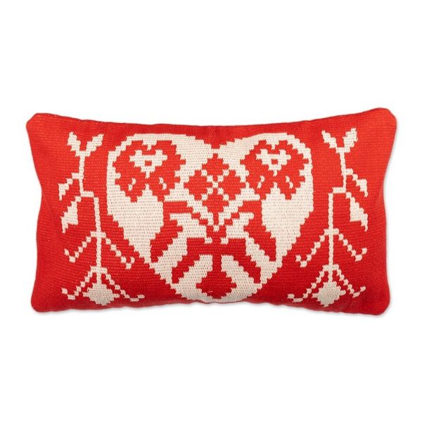 Alternate image for Handloomed Cajarmarca Heart-Themed Cushion Cover Free Heart