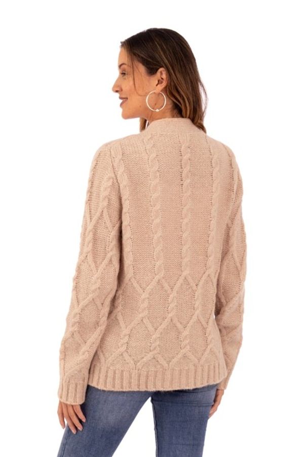 Alternate image for Cable Knit Soft Champagne Alpaca Blend Button-Up Sweater Champagne Expression