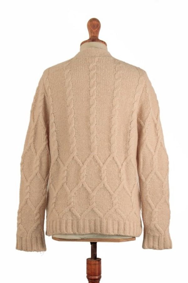 Alternate image for Cable Knit Soft Champagne Alpaca Blend Button-Up Sweater Champagne Expression