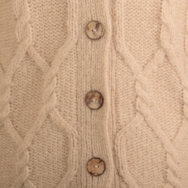 Alternate image for Cable Knit Soft Champagne Alpaca Blend Button-Up Sweater Champagne Expression
