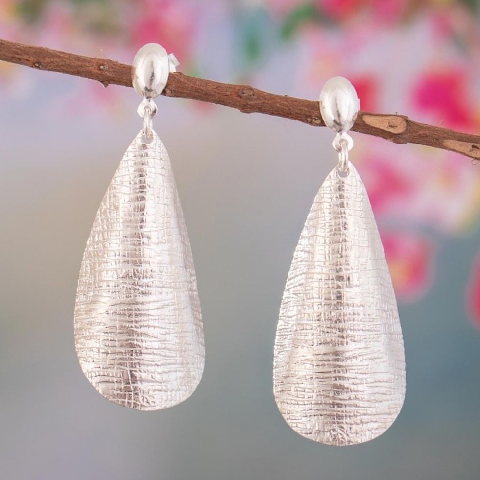 Sterling Silver Petal Dangle Earrings Handcrafted in Peru 'Glorious Petal'