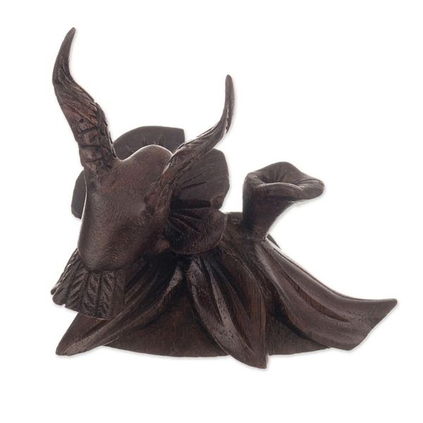 Alternate image for Hand-Carved Hummingbird Flower-Themed Cedarwood Figurine Floral Dance