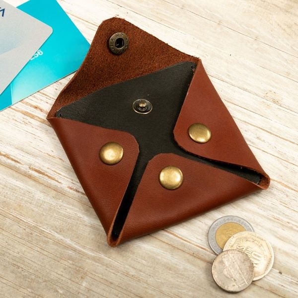 Alternate image for Mens Modern Geometric Coffee Leather Coin Holder Modern Collective