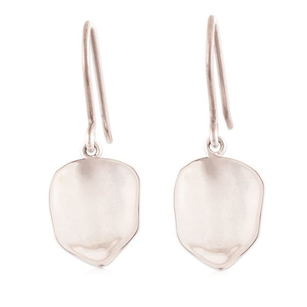 Alternate image for Modern Silver Dangle Earrings with Abstract Leaf Design Silk Leaf