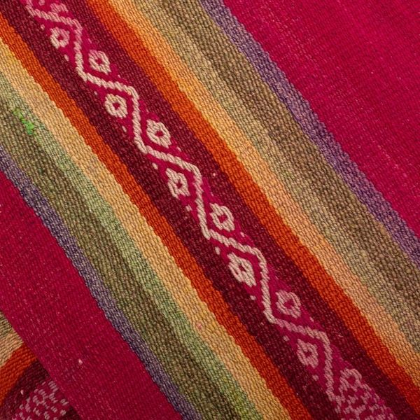 Alternate image for Traditional Handloomed Andean Wool Pouf Cover in Cherry Hues Andean Cherry