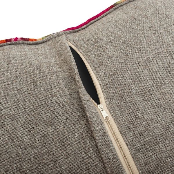 Alternate image for Traditional Handloomed Andean Wool Pouf Cover in Cherry Hues Andean Cherry