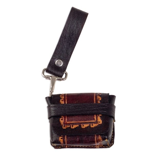 Alternate image for Artisan Crafted Brown Leather Earbud Case Holder from Peru Sacred Audio