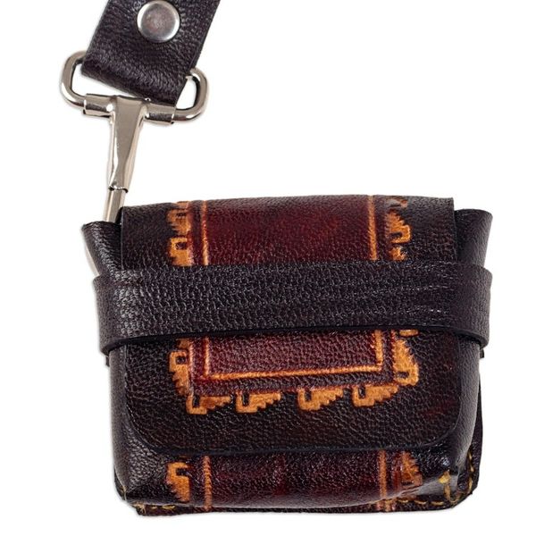 Alternate image for Artisan Crafted Brown Leather Earbud Case Holder from Peru Sacred Audio