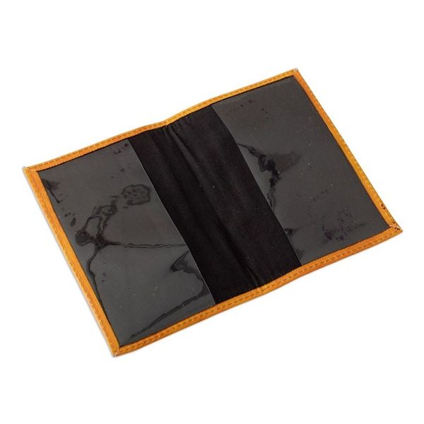 Alternate image for Chakana-Themed Orange Leather Passport Cover from Peru Chakana Heritage