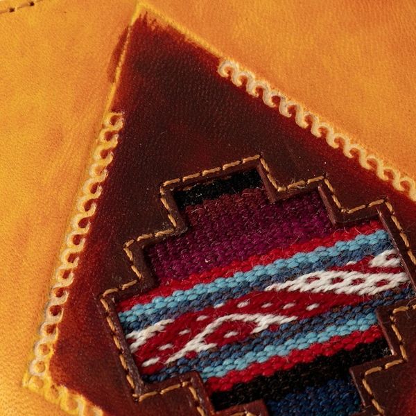 Alternate image for Chakana-Themed Orange Leather Passport Cover from Peru Chakana Heritage