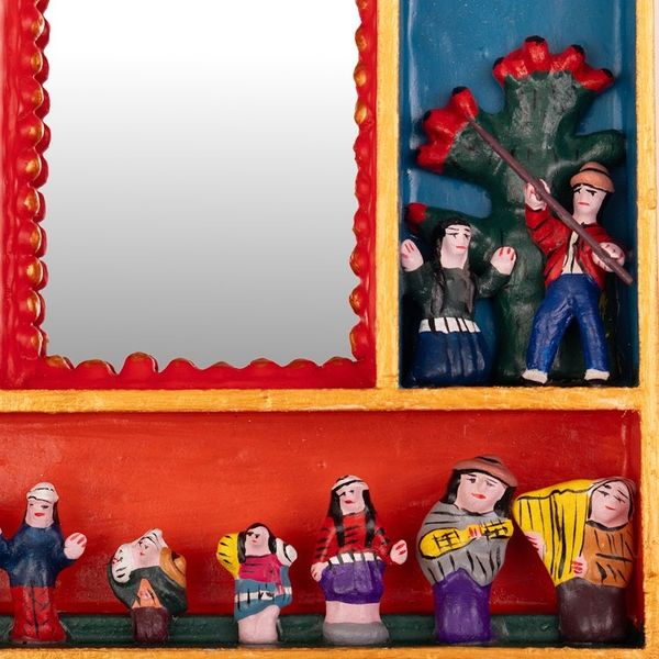Alternate image for Nativity and Garden of Eden-Themed Wood Ceramic Wall Mirror Garden of Eden