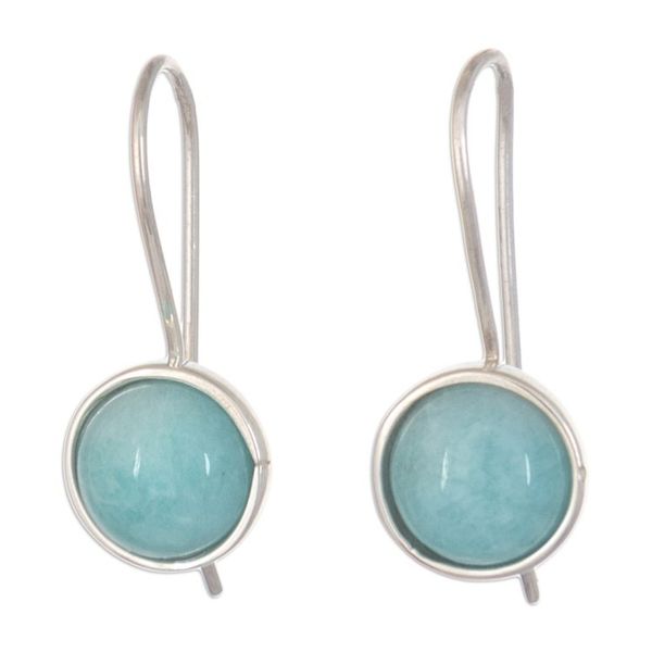 Alternate image for Amazonite and Sterling Silver Drop Earrings Made in Peru Lagoon Reflection