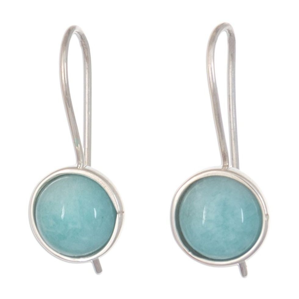 Amazonite and Sterling Silver Drop Earrings Made in Peru 'Lagoon Reflection'