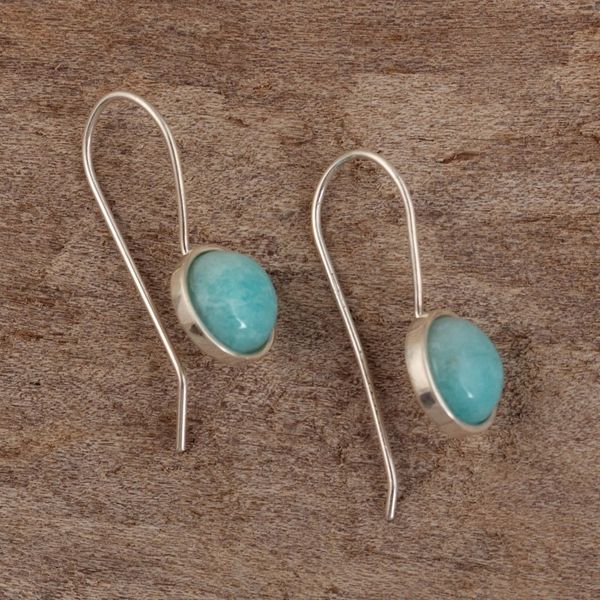 Alternate image for Amazonite and Sterling Silver Drop Earrings Made in Peru Lagoon Reflection