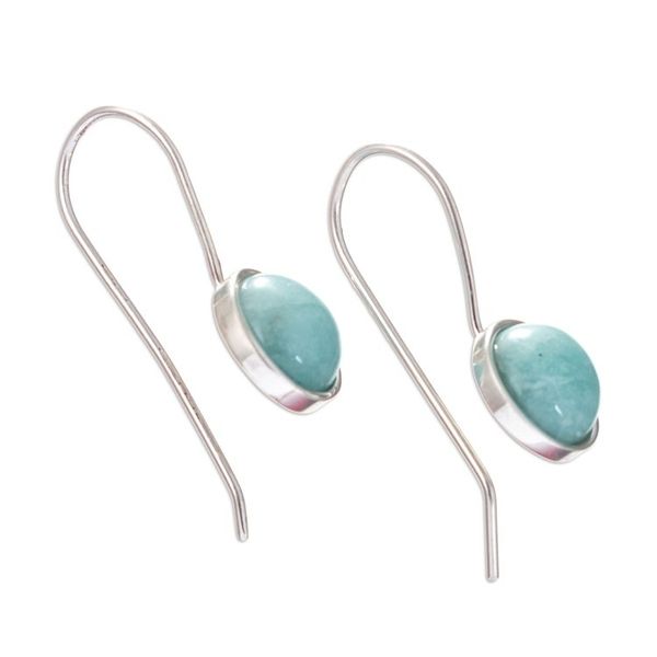 Alternate image for Amazonite and Sterling Silver Drop Earrings Made in Peru Lagoon Reflection