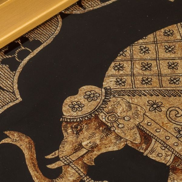 Alternate image for Classic Golden-Toned Reverse Painted Glass Tray Oriental Treasure
