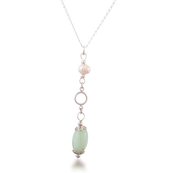 Alternate image for Silver Pendant Necklace with Opal and Cultured Pearl Gems Sublime Contrast
