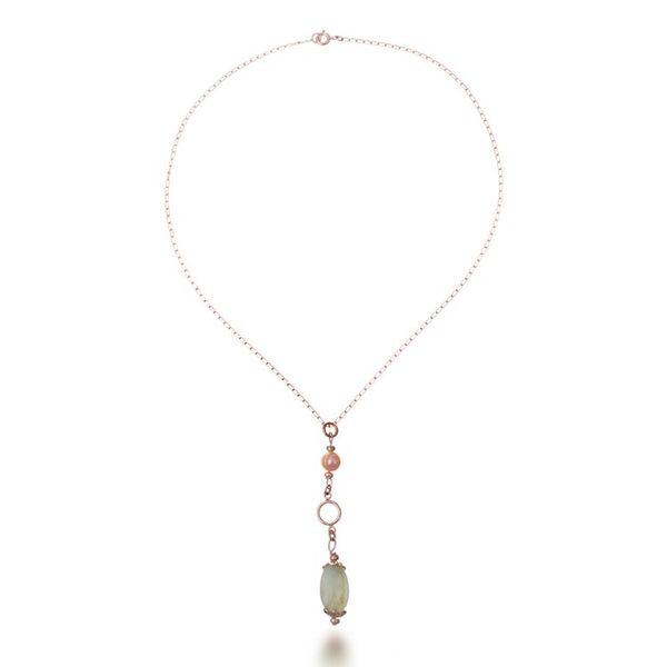 Alternate image for Silver Pendant Necklace with Opal and Cultured Pearl Gems Sublime Contrast