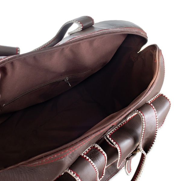 Alternate image for Stitch-Trim Leather Travel Bag with Handwoven Wool Accent Explorer Journey