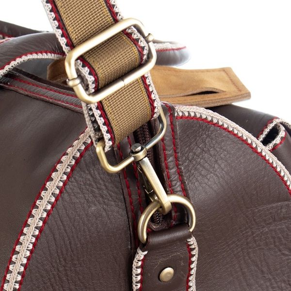 Alternate image for Stitch-Trim Leather Travel Bag with Handwoven Wool Accent Explorer Journey