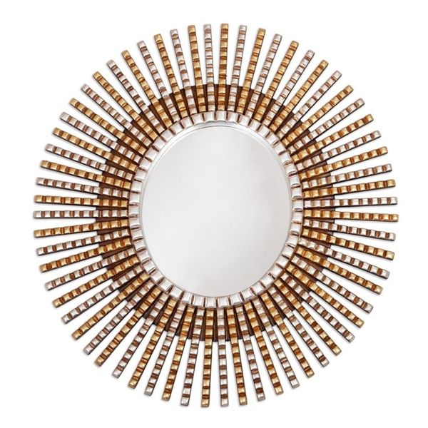 Alternate image for Wood Wall Mirror with Bronze Leaf Handcrafted in Peru Sacred Sun