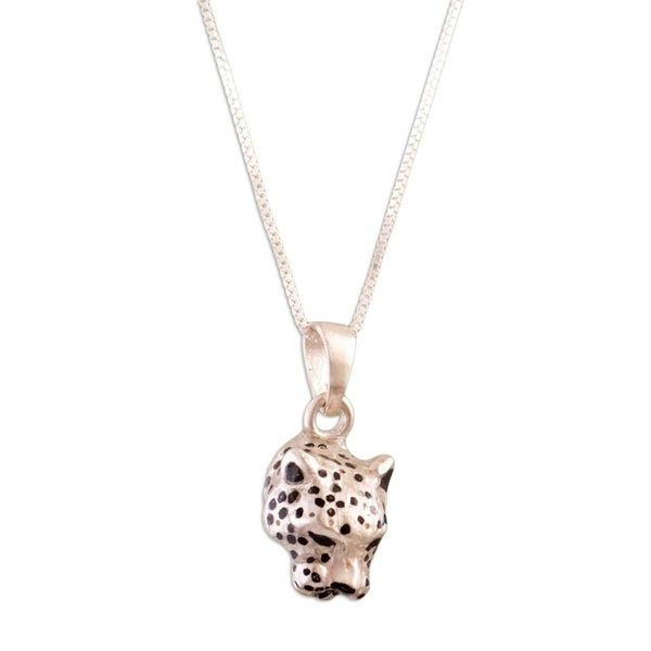 Alternate image for Jaguar Sterling Silver Pendant Necklace Courage Deity