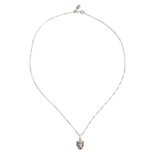 Alternate image for Jaguar Sterling Silver Pendant Necklace Courage Deity