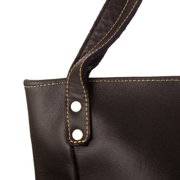 Alternate image for Leather Shoulder Bag in Black with Handwoven Accent Round Mosaics