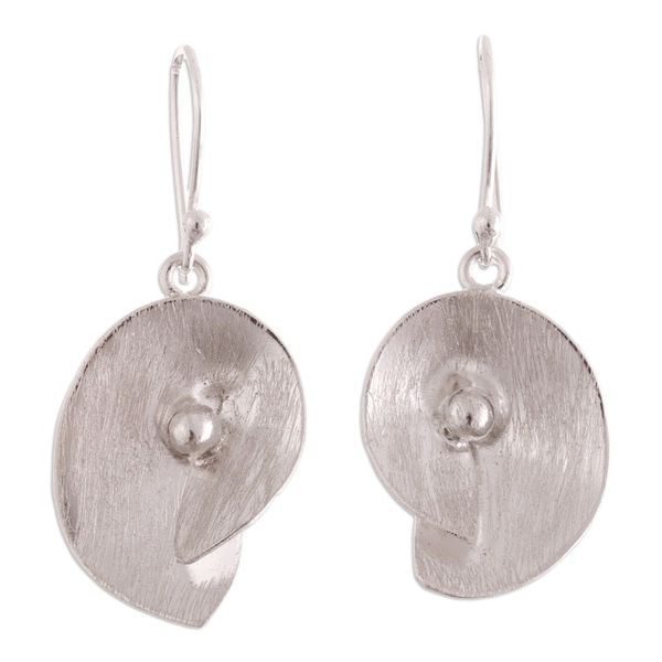Alternate image for Abstract Leaf-Themed Sterling Silver Dangle Earrings Modern Essence