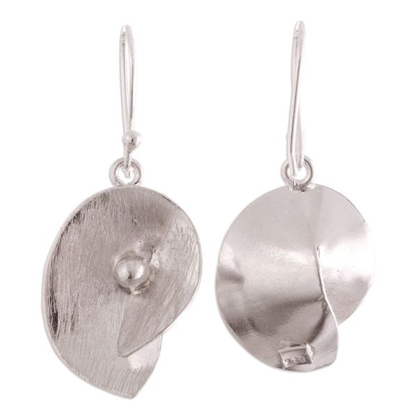 Alternate image for Abstract Leaf-Themed Sterling Silver Dangle Earrings Modern Essence