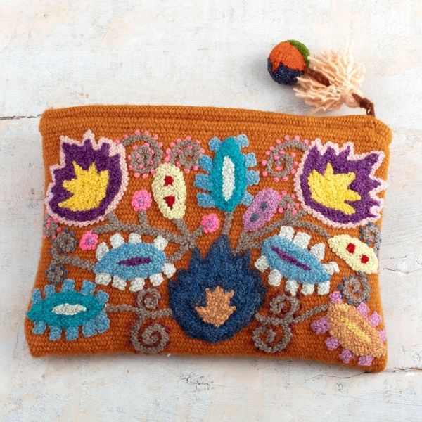 Alternate image for 100 Alpaca Cosmetic Bag with Classic Embroidered Details Classic Andes