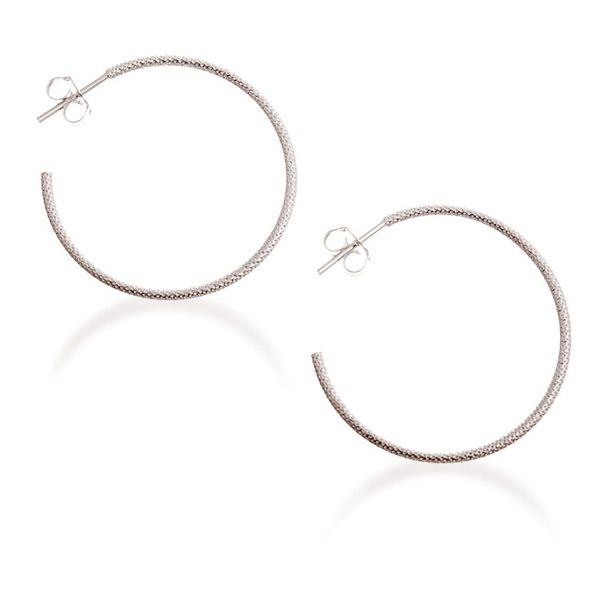 Alternate image for Patterned Sterling Silver Half-Hoop Earrings Made in Peru Diamond Glint