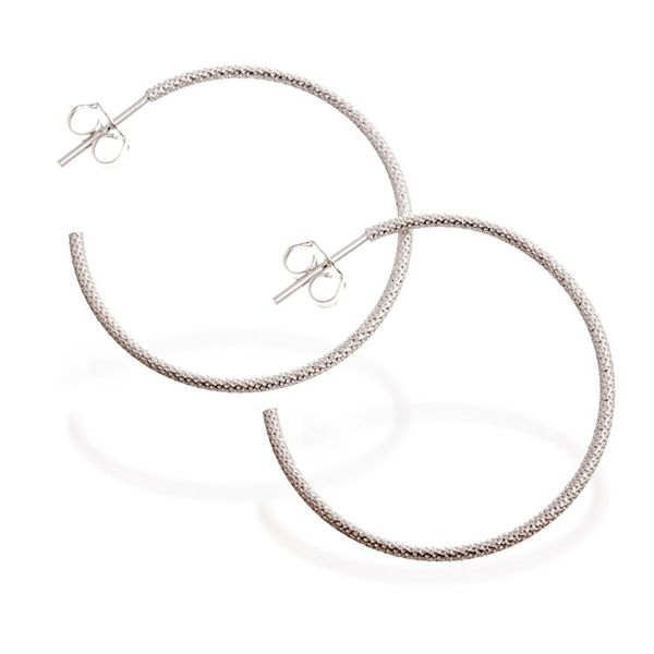 Alternate image for Patterned Sterling Silver Half-Hoop Earrings Made in Peru Diamond Glint